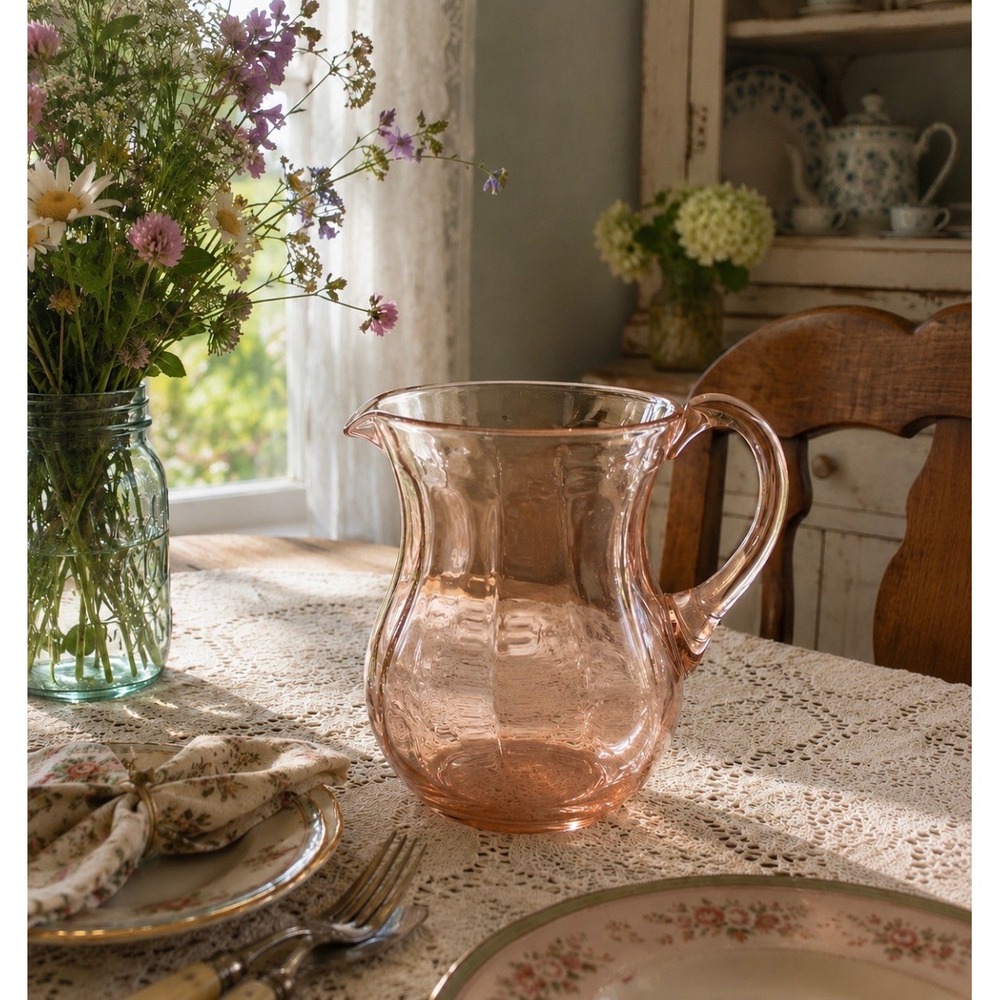 VTG Macbeth-Evans American Sweetheart Pattern Glass Pitcher.